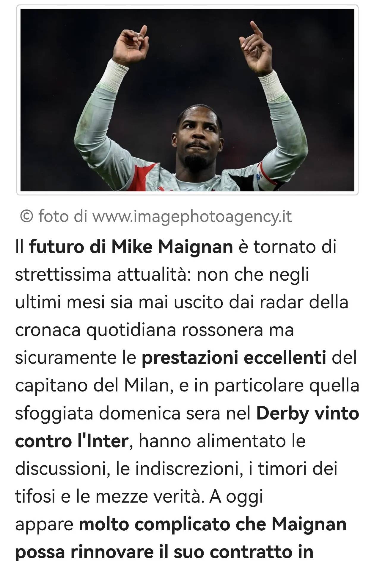 สื่ออิตาลีรายงาน: ปารีส แซงต์-แชร์กแมง ได้จับตามองผู้รักษาประตูของเอซี มิลาน ไมค์ เมญอง ทำให้การรั้งตัวเขาไว้กับรอสโซเนรียากขึ้นเรื่อยๆ การเจรจาสัญญาฉบับใหม่ พรีเมียร์ลีก