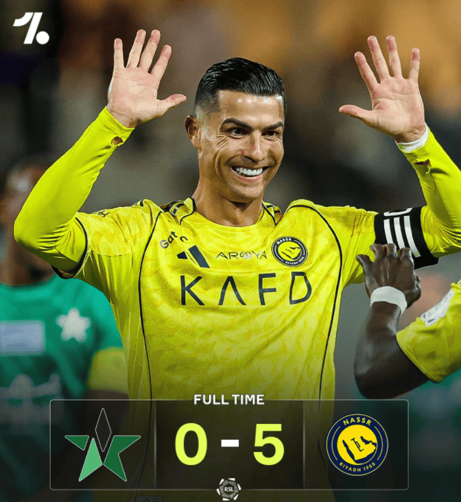 ชัยชนะ 5-0 ทำให้ผู้นำลีกเปลี่ยนมือ โดยสามอันดับแรกตอนนี้มีคะแนนห่างกันเพียงสามแต้ม คริสเตียโน่ โรนัลโด้ ทำประตูจากจุดโทษ: 21 ประตูจากการลงสนาม 21 นัด อัล นาสร์ อัล นาจมา