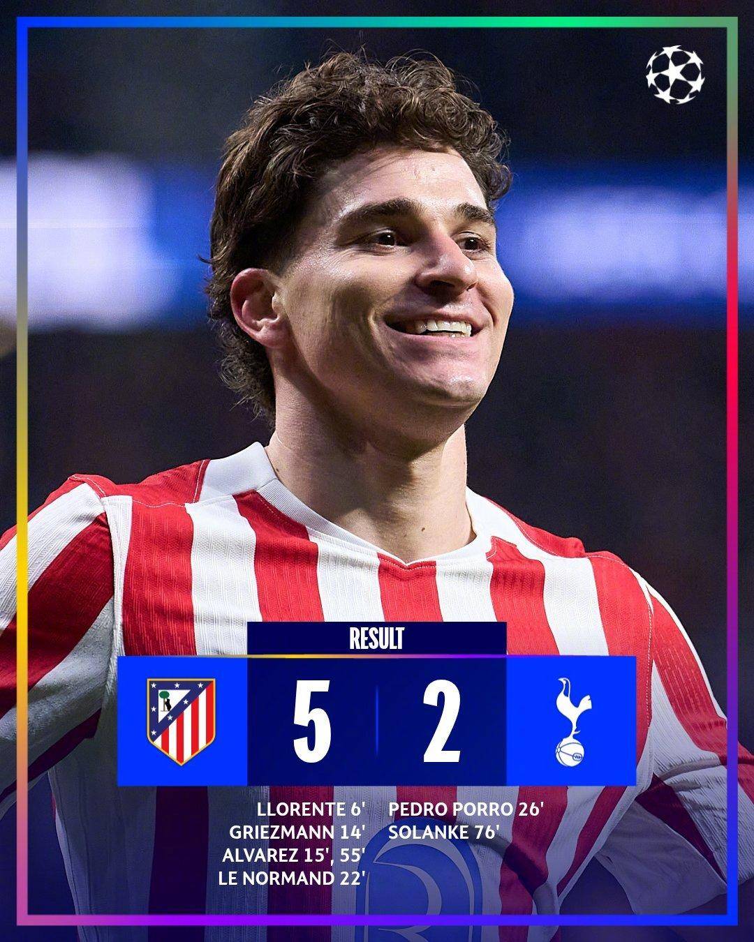 ข่าวร้อน | ผู้รักษาประตูของคู่ต่อสู้ให้ของขวัญสองครั้ง อัลวาเรซ ทำไป 3 ประตูคนเดียว! แอตเลติโก มาดริด ชนะ 5-2 ท็อตแนม_คินสกี_player_play