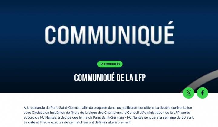 เลนส์ต่อต้านไม่ถูกต้อง! ลีกเอิง 1 ยืนยันว่า ศึกชิงแชมป์เลื่อนออกไป หลีกทางให้แชมเปี้ยนส์ลีก ปารีส และ 2 ทีม ห่างเพียง 1 แต้มจาก 2 ทีม_match_on ลีก_ลีก